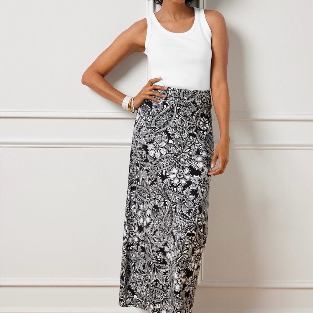 Talbots Jersey Maxi Skirt in Etched Paisley